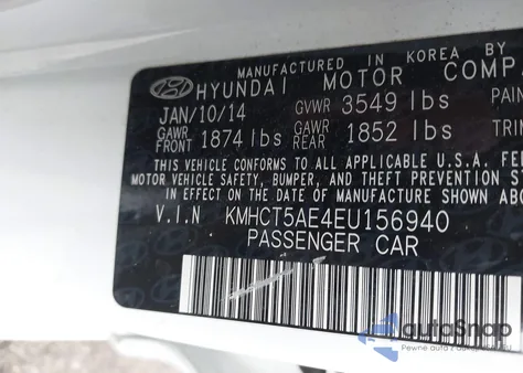 2014 Hyundai Accent Gs из США, поврежденный, VIN KMHCT5AE4EU156940